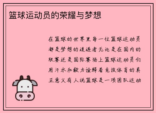 篮球运动员的荣耀与梦想